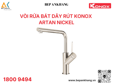 Vòi rửa bát Konox dây rút Artan Nickel